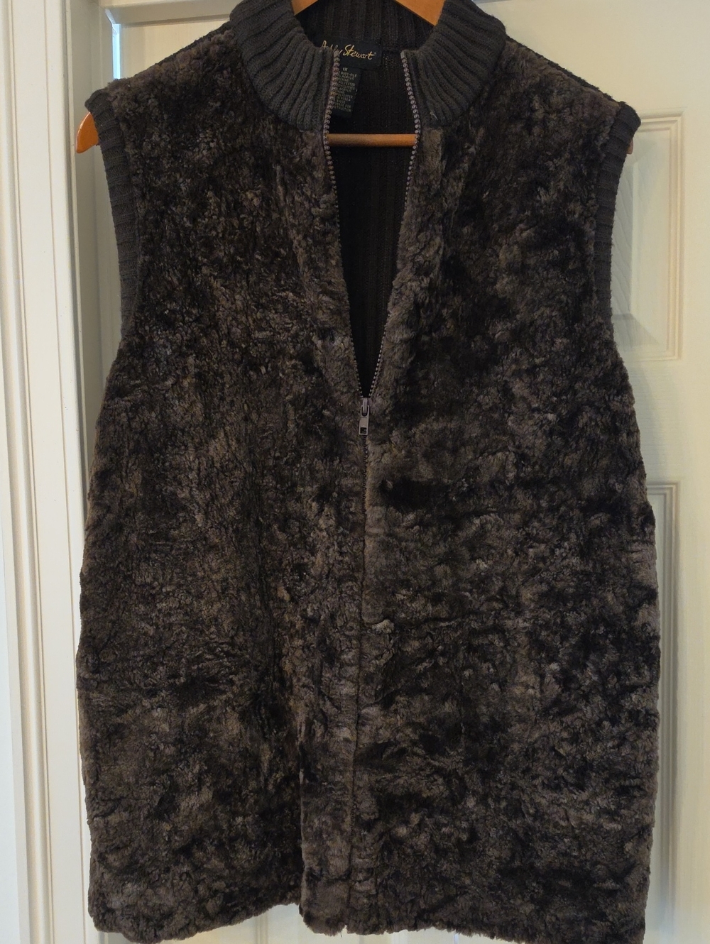 Ashley Stewart Charcoal Faux Fur Sleeveless Vest